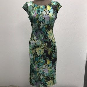 EUC NY&Co Floral Cap Sleeve Midi Dress Size S